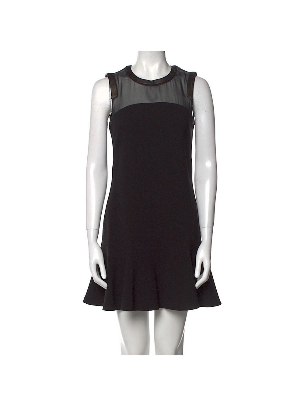 Sandro Leather Trim Flounce Dress - Picture 3 of 11